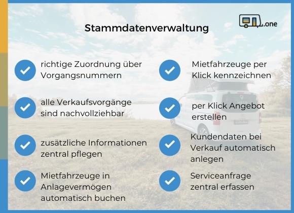 Caravan.One Fahrzeugverwaltung Stammdaten